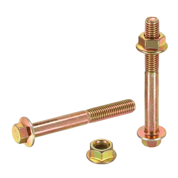 M8x70mm 5Pcs Carbon Steel Flanged Hex Bolts with Nuts, Partially Threaded