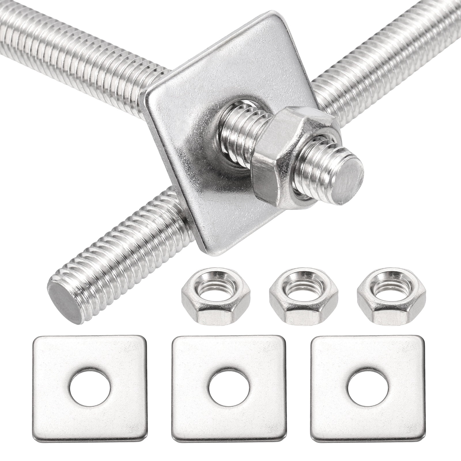Square Thread Threaded Rod M8x80mm Fully Threaded Rod, 2Set 304 Stainless Steel Threaded Rods Bar ...