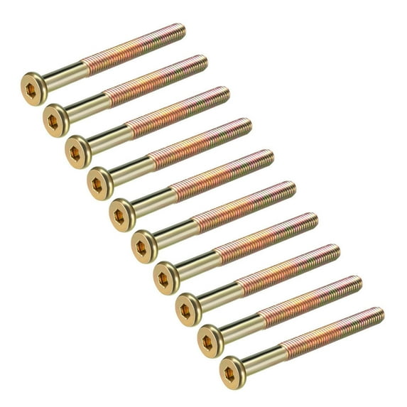 M8x80mm Furniture Screw Hex Socket Machine Screws Zinc Plated Fasteners Bolts Half Thread Carbon Steel 10 Pcs