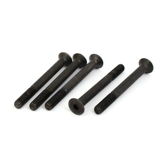 M8x80mm Grade 10.9 Partially Threaded Flat Head Hex Socket Cap Screw Black 5pcs