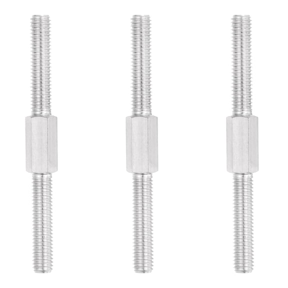 M8x90mm Double End Threaded Stud Screw, 3pcs 304 Stainless Steel Hex Bolt