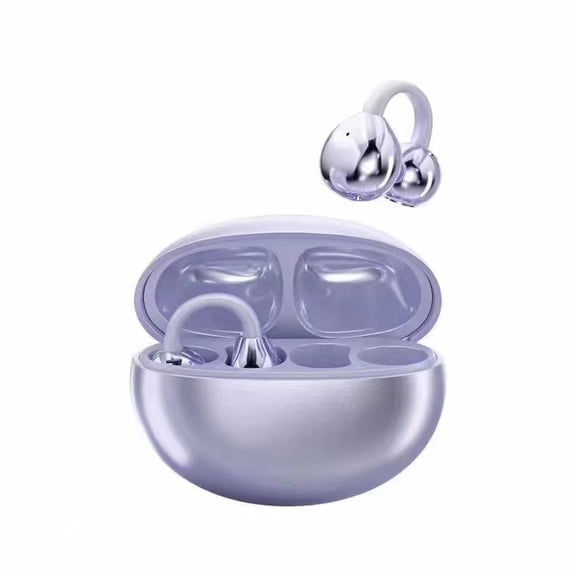 M91 flowing purple ear clip type dual ear true wireless Bluetooth earphones with directional sound transmission, transparency, outdoor safety, sports and music listening