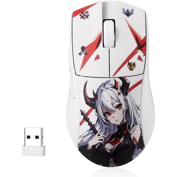 M916AK PRO 3-Mode Anime Gaming Mouse, 42G Ultra-Light 26K DPI Mouse w/Ergonomic Natural Grip Build, Full Programmable Buttons, Software Supports DIY Keybinds &