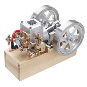 M92 Horizontal Hit & Miss Gasoline Engine Model - 6CC Water-Cooled Engine with Speed Limiter & Wood Base Ready to Run