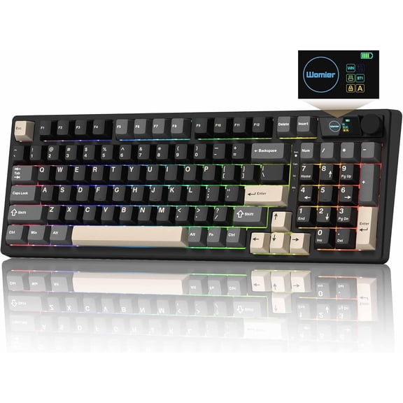 M98 Mechanical Keyboard w/Screen & Knob, 96% Gaming Keyboard BT/2.4G/-C, Hot Swappable Custom Gaming Creamy Keyboard,with 8000mAh