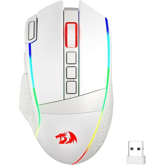 M991  Gaming , 26000 DPI 3-Mode Gamer Mice w/ Fire Key, 9 Macro Buttons,  Capacity and  Backlight for PC//Laptop, White