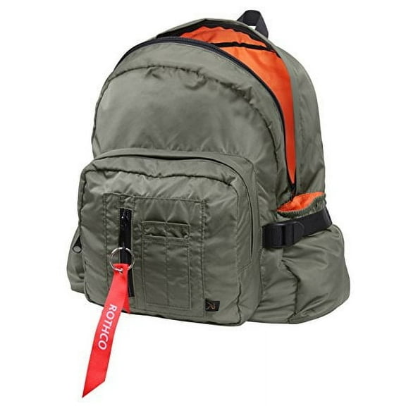 MA-1 Bomber Backpack, Travel Pack, Sage Green w/Orange Lining