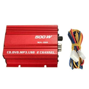 MA-150 Dual Channel Audio Amplifier for Cars & Home Audio Compact Design with Red Power LED & USB Charging