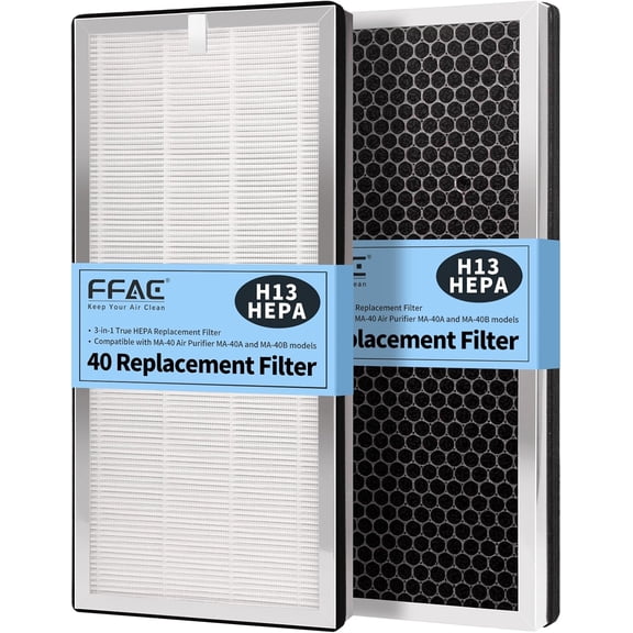 MA-40 Replacement Filter Compatible with Air Purifiers, 3-in-1 High-Efficiency Filtration System for MA40W MA40B, H13 True HEPA Activated Carbon Pre-Filter