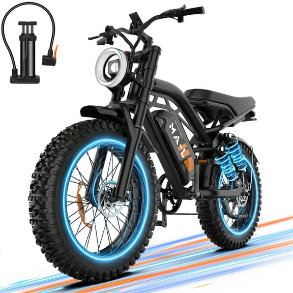 MA-L 1500W Peak Electric Bike for Adults, 48V 15Ah Battery, 20" x 4" Snow Fat Tire, Full Suspension, Shimano 7-Speed, E-Mountain Bike, UL2849