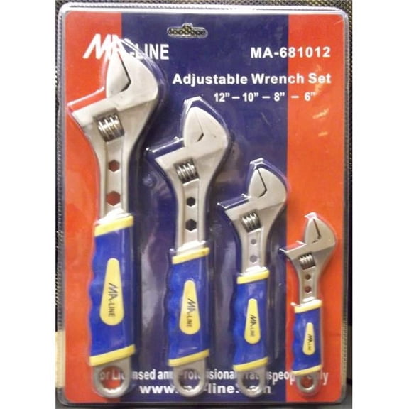 MA-Line MA-681012 Adjustable Wrench Set - 4 Piece