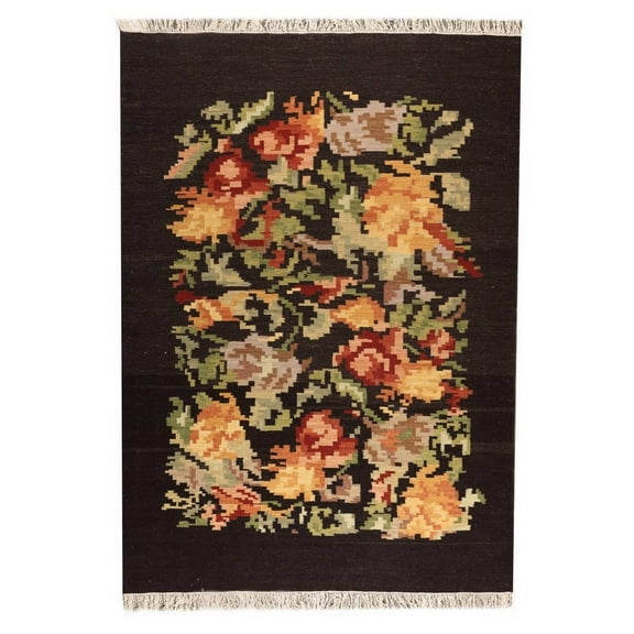 MA Trading Handmade Indian Karba Brown Rug (India) Yellow, Orange, Green 8'3" x 11'6" 8' x 10' Living Room