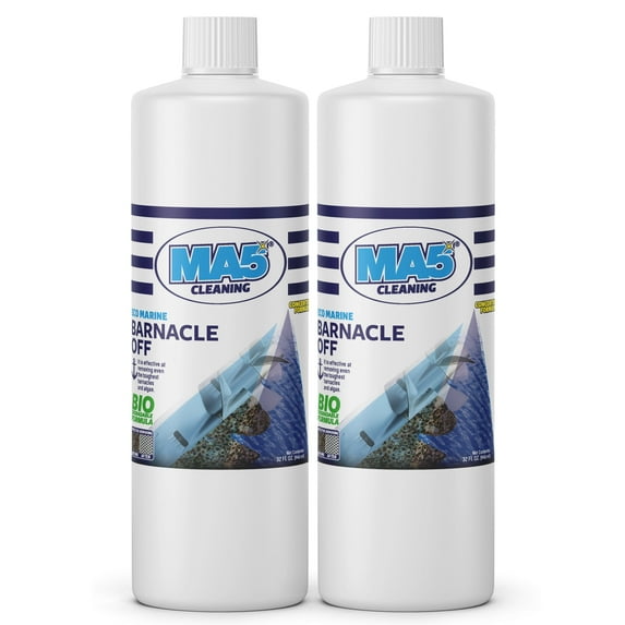 MA5x Eco-Marine Barnacle Off | Barnacle Remover and Cleaner for Boats | Biodegradable and Concentrated Formula | Shell and Algae Remover | 32oz Bottle | Pack of 2