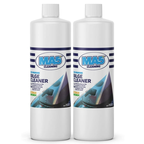 MA5x Eco-marine Boat Bilge Cleaner | Heavy Duty Degreaser for Motor Cabins and Boat Bilge Surfaces | Fresh Citrus Aroma Clean Scent | 32oz Bottle | Pack of 2