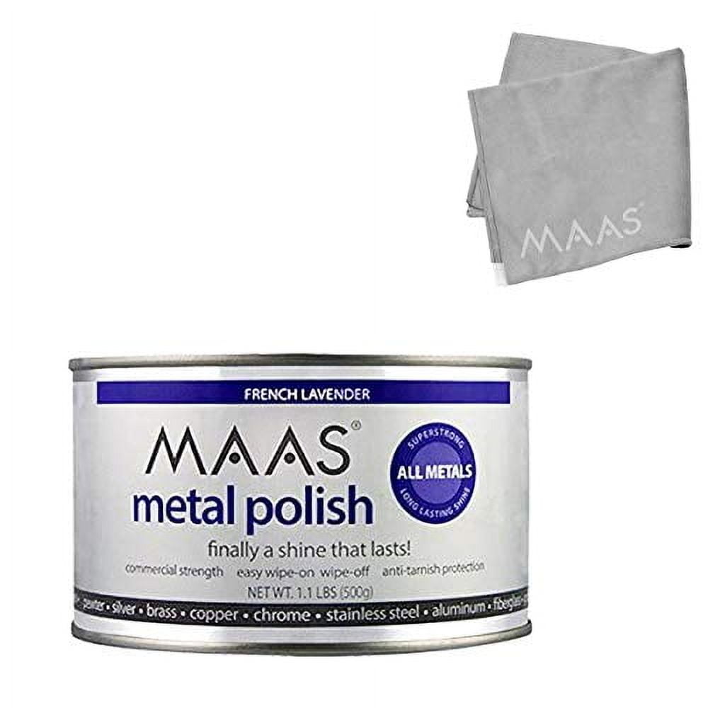 MAAS Metal Polish 1.1lb Can with Microfiber Cloth, Universal Metal Cleaner; Clean, Polish, and Protect Silver, Gold, Brass, Copper, Stainless Steel, and More
