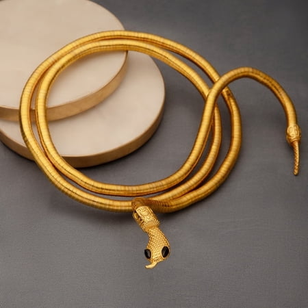 MAASHA Golden Snake Wrap Bracelet & Necklace for Women | Adjustable Jewellry | Two In One Stylish Serpent Accessory | Comfortable Wraparound Design | Unique Statement Piece