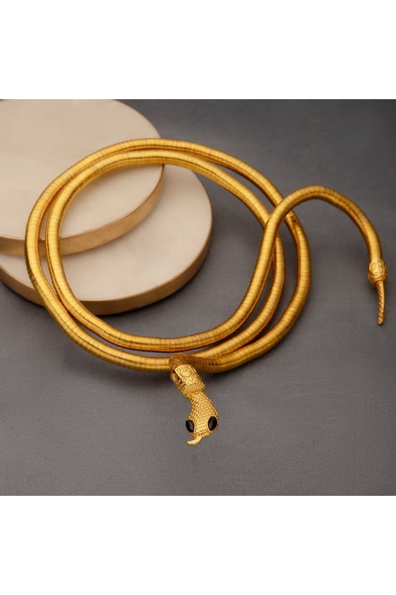 Golden Snake Wrap Bracelet & Necklace for Women | Adjustable Jewellry | Two In One Stylish Serpent Accessory | Comfortable Wraparound Design | Unique Statement Piece