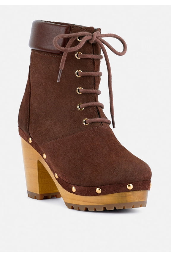 MAAYA Brown Handcrafted Collared Suede Boot