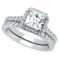 thumbnail image 1 of MABELLA 1.80 Carat TCW Princess Cut CZ 925 Sterling Silver Wedding Rings Bridal Set, 1 of 8