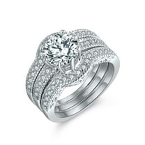 MABELLA 2.50Ct Round Sterling Silver CZ Wedding Engagement Rings Set Gifts for Women