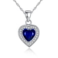 thumbnail image 1 of MABELLA Sterling Silver Created Blue Sapphire Cut Heart Shape Pendant Necklace Jewelry Gifts for Women, 18 Chain, 1 of 5