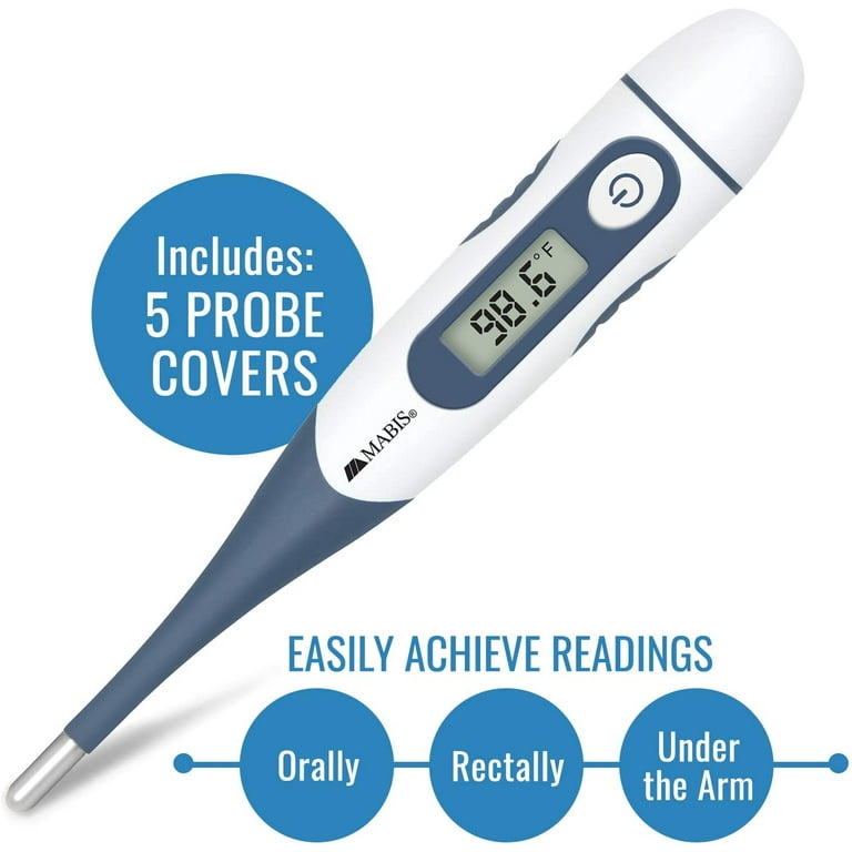 Mabis Digital Thermometer for Babies, Children and Adults for Oral,  Rectal/Underarm Use Clinically Accurate within 60 Seconds, Blue