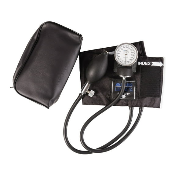 MABIS Legacy Series Aneroid Sphygmomanometer Manual Blood Pressure Monitor with Calibrated Black Nylon Arm Cuff, with Carrying Case, Size Adult