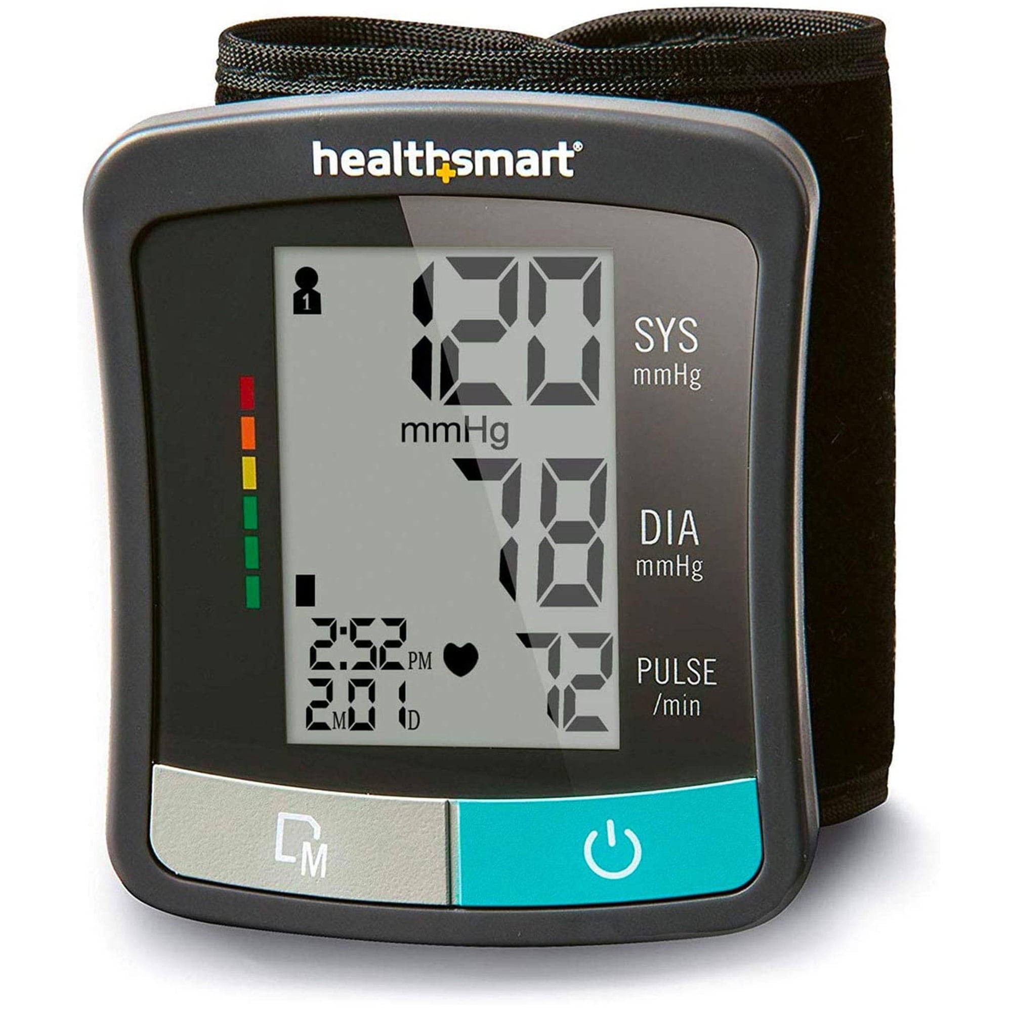 HealthSmart Digital Blood Pressure Monitor with Automatic Cuff Displays Pulse Rate & Irregular Heartbeat, Stores 120 Readings for 2 Users