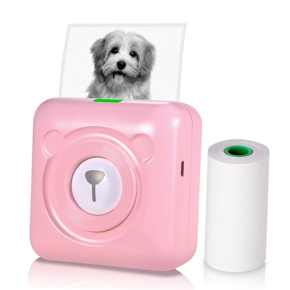 MABOTO Mini Pocket All-in-One Thermal Printer Wireless BT Picture Photo Label Memo Receipt Paper Printer AR Photo Function with USB Cable Support for Android iOS Smartphone Windows