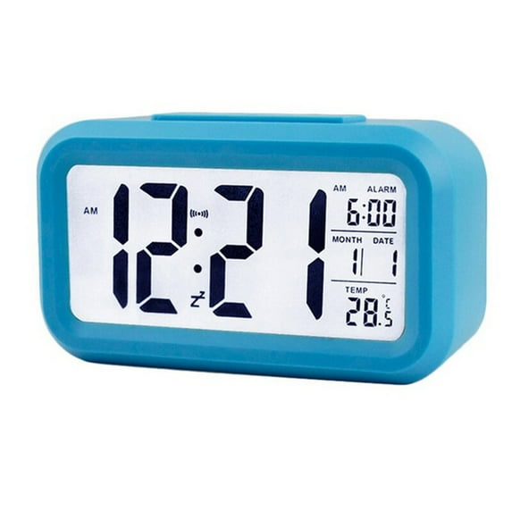 MABOTO Smart Digital Alarm Clock With Date And Temperature Snooze Button On Battery Operated Rectangle Desk Clock With Night Light For Bedroom Kids Children Girls Boys