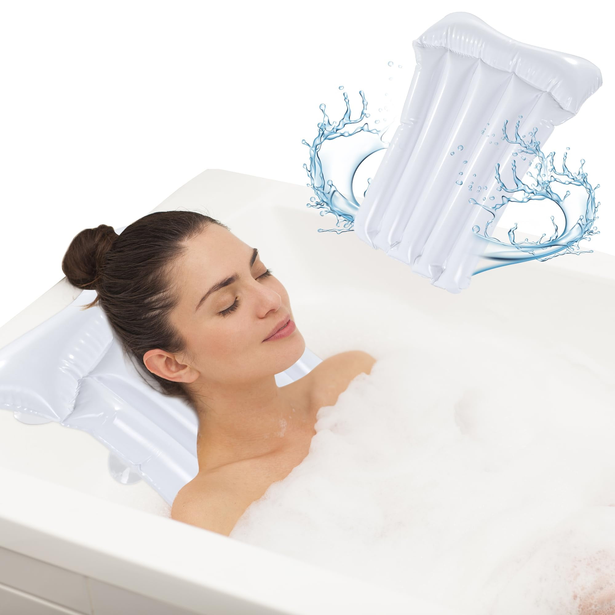 MABOZOO Inflatable Bath Pillow for Tub Neck and Back Support, Inflated