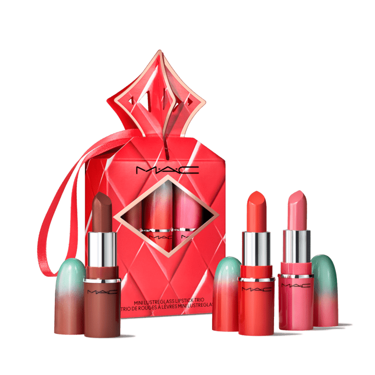 MAC Cosmetics Mini Lustreglass Lipstick Trio Set - Red Pink - Posh Pit & No Photos & Tnteaser 0.05oz Each