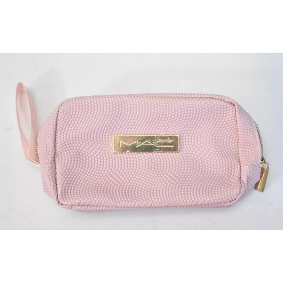 MAC Cosmetics Pale Pink Makeup Bag Gold Accents Zipper