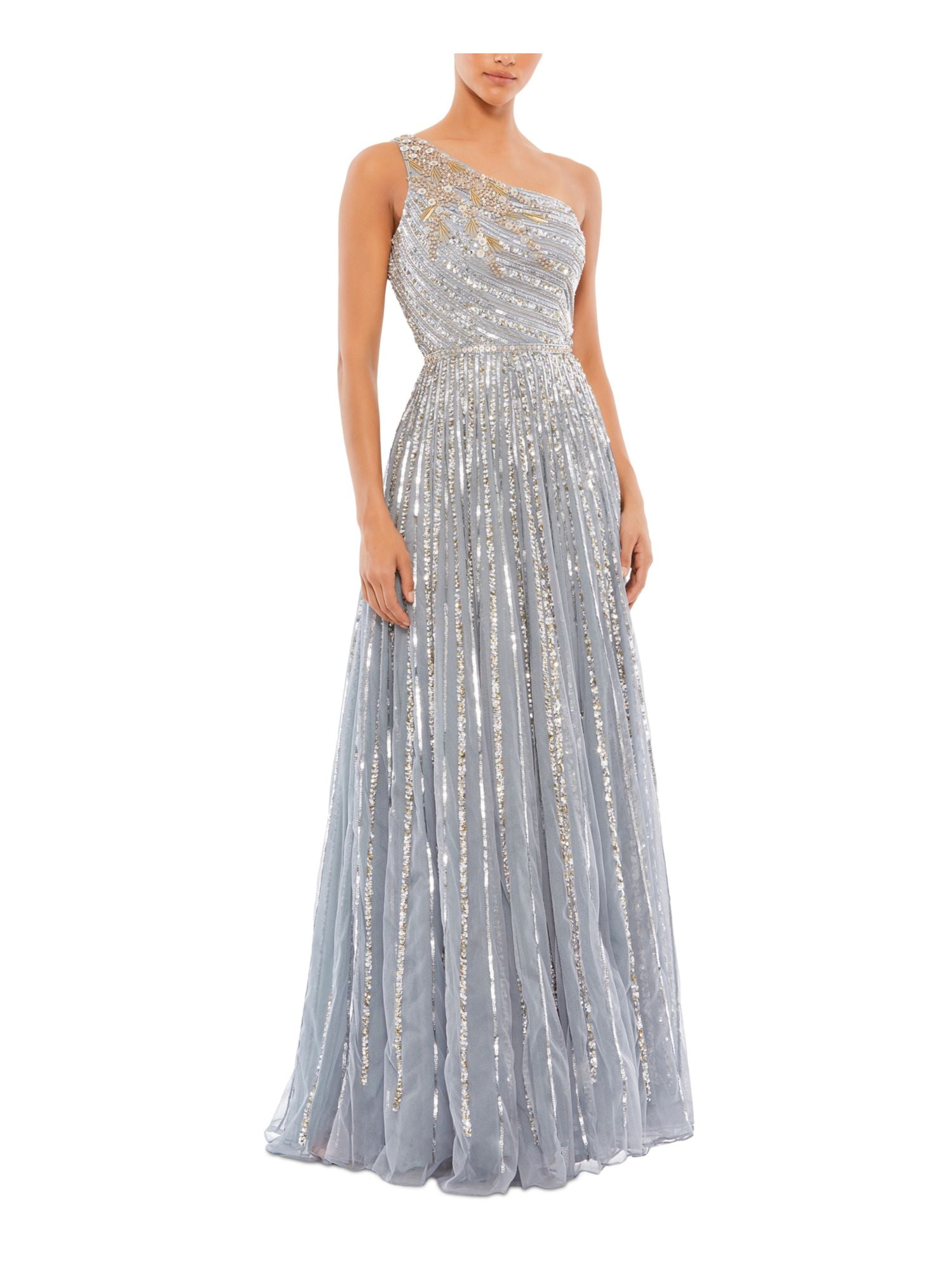 【US発】MAC DUGGAL スパンコールワンショルダーガウン Mac Duggal Dress