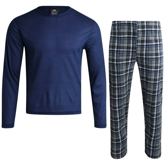MAC HENRY Mens Pajama Sets - 2 Piece Thermal Waffle Shirt & Polar Fleece Plaid Pajama Pants (S–XL)