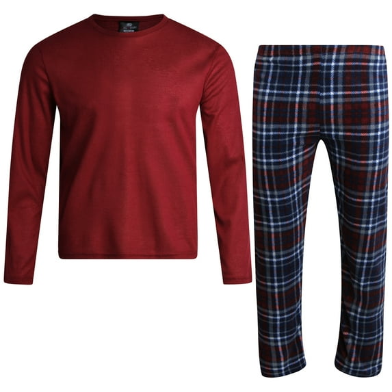 MAC HENRY Mens Pajama Sets - 2 Piece Thermal Waffle Shirt & Polar Fleece Plaid Pajama Pants (S–XL)