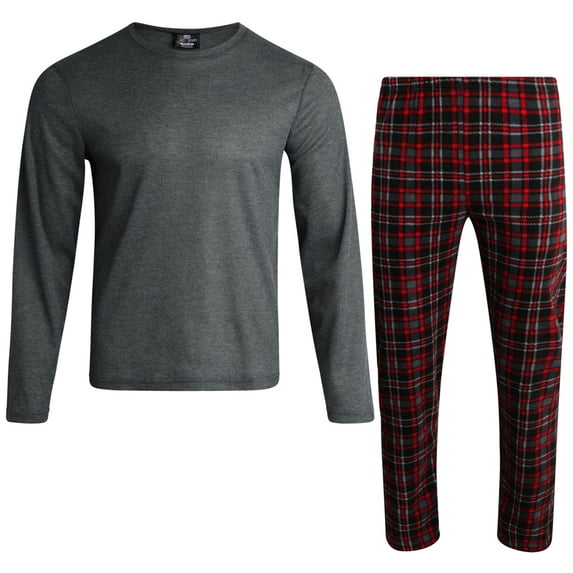 MAC HENRY Mens Pajama Sets - 2 Piece Thermal Waffle Shirt & Polar Fleece Plaid Pajama Pants (S–XL)