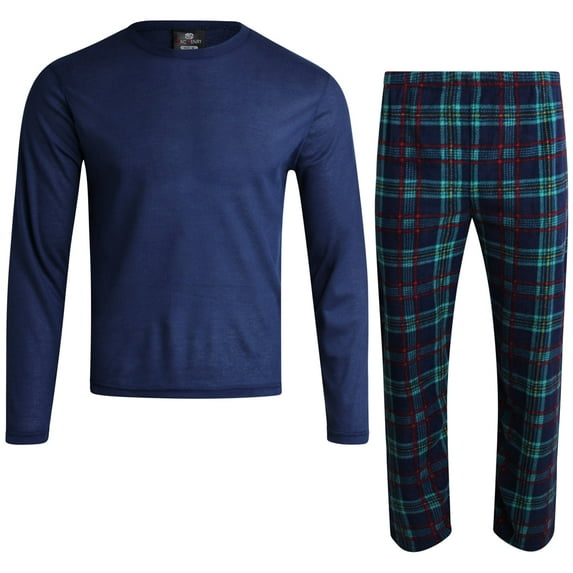 MAC HENRY Mens Pajama Sets - 2 Piece Thermal Waffle Shirt & Polar Fleece Plaid Pajama Pants (S–XL)
