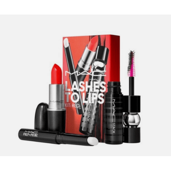 MAC Lashes to Lips 3pc Kit Red (Primer, Lipstick & Mascara)