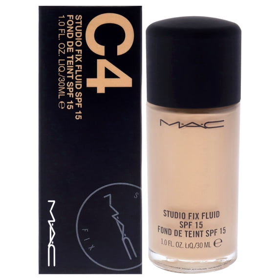 MAC COSMETICS STUDIO FOUNDATION 1.0 OZ C4 MAC COSMETICS/STUDIO FIX FLUID SPF 15 (C4) 1.0 OZ (30 ML) LIGHT NEUTRAL GOLDEN W/PEACHY FOR LIGHT SKIN (COOL)