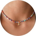 thumbnail image 1 of MACEHLJP Beaded Initial Necklaces for Women Colorful Bohemian Choker Gift for Her Christmas Birthday Gifts, 1 of 4