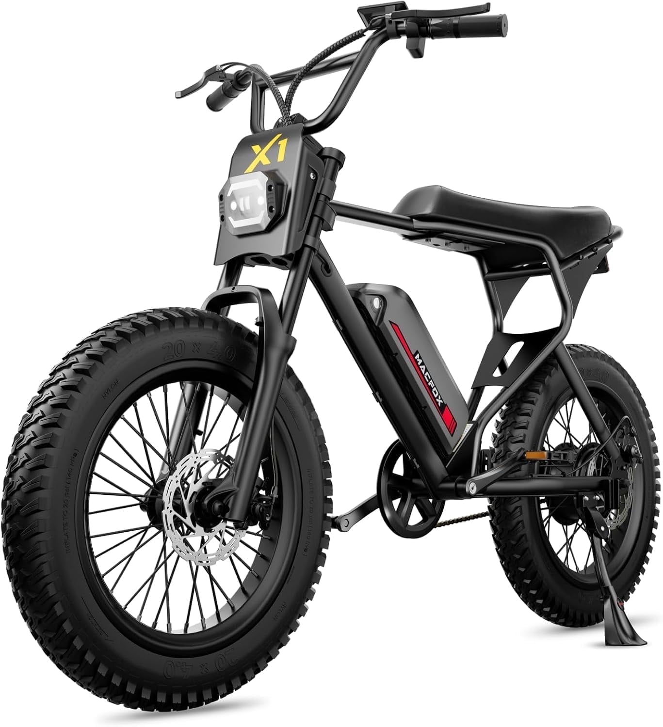 MACFOX Electric Bike, Ebike 500W/48V/10.4Ah, 20" Fat Tire Electric Bicycles up to 20MPH & 40 Miles with Retro Motorcycle Design