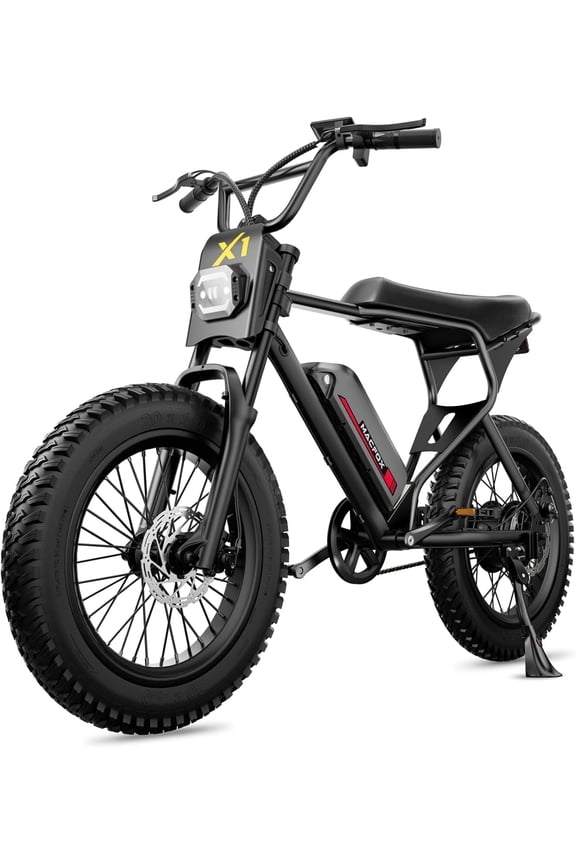 Electric Bike, Ebike 500W/48V/10.4Ah, 20" Fat Tire Electric Bicycles up to 20MPH & 40 Miles with Retro Motorcycle Design