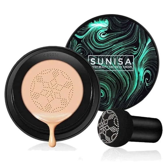 MACGLAM Sunisa 3 in 1 CC and BB Water Proof Foundation Concealer Cream with Air Cushion Mushroom (Natural)