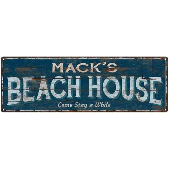 MACK'S Beach House Blue Rustic Cabin Home Decor 8x24 Metal 108240026441