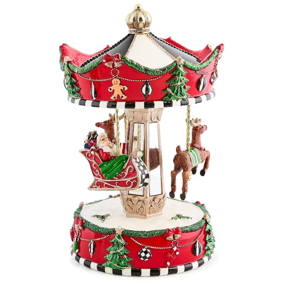 MACKENZIE-CHILDS Christmas Carousel Figurine, Christmas Village or Christmas Table Decor Y101
