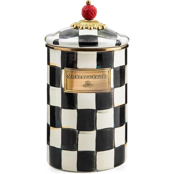 MACKENZIE-CHILDS Courtly Check Canister with Lid, Sugar, Coffee, or Flour Container, Large