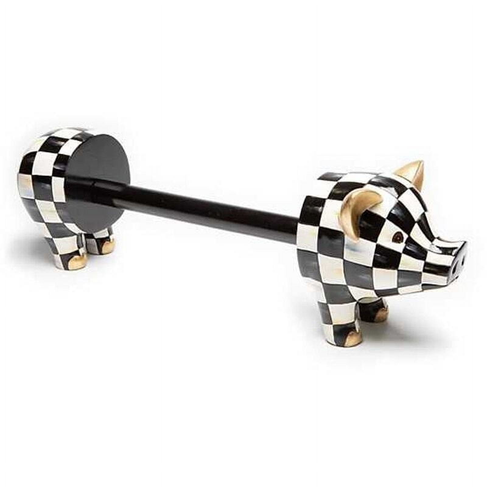 MACKENZIE CHILDS Courtly Check Pig Paper Towel Holder