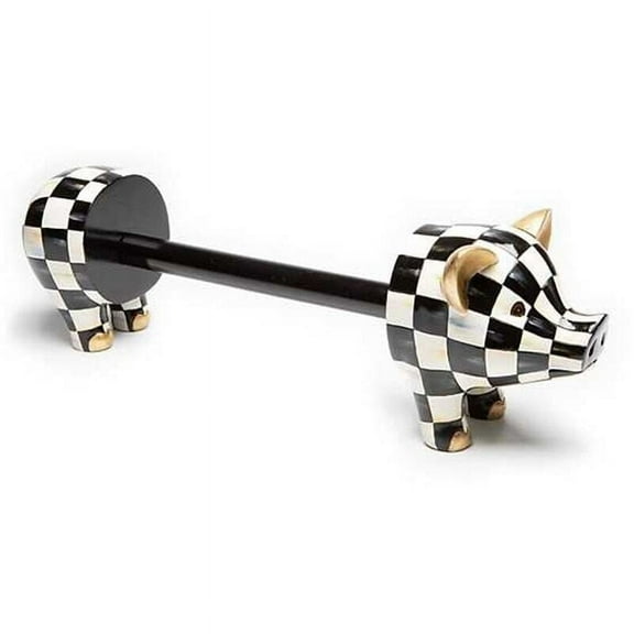 MACKENZIE CHILDS Courtly Check Pig Paper Towel Holder