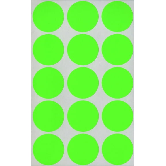 MACO 1-1/4" Dia. Green Neon Round Color-Coding Labels, 400 per Box
